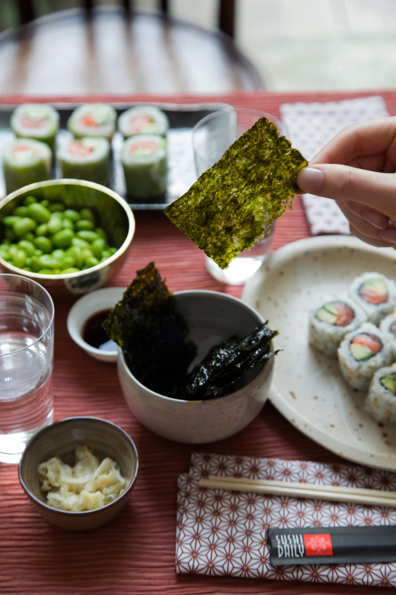 Crispy Nori snacks seaweed used in Japanese cuisine