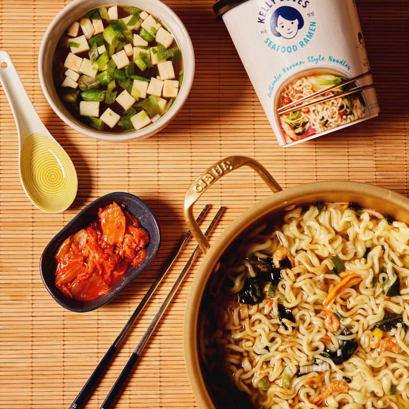Kelly Loves Kimchi with Kelly Loves Saefood Ramen and Miso Soup