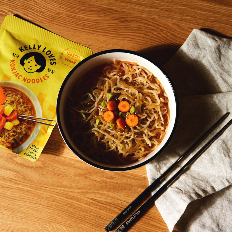 Kelly Loves Konjac Noodles - Curry on table