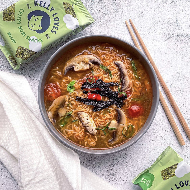 Kelly Loves Wasabi Crispy Nori Snacks used in Ramen