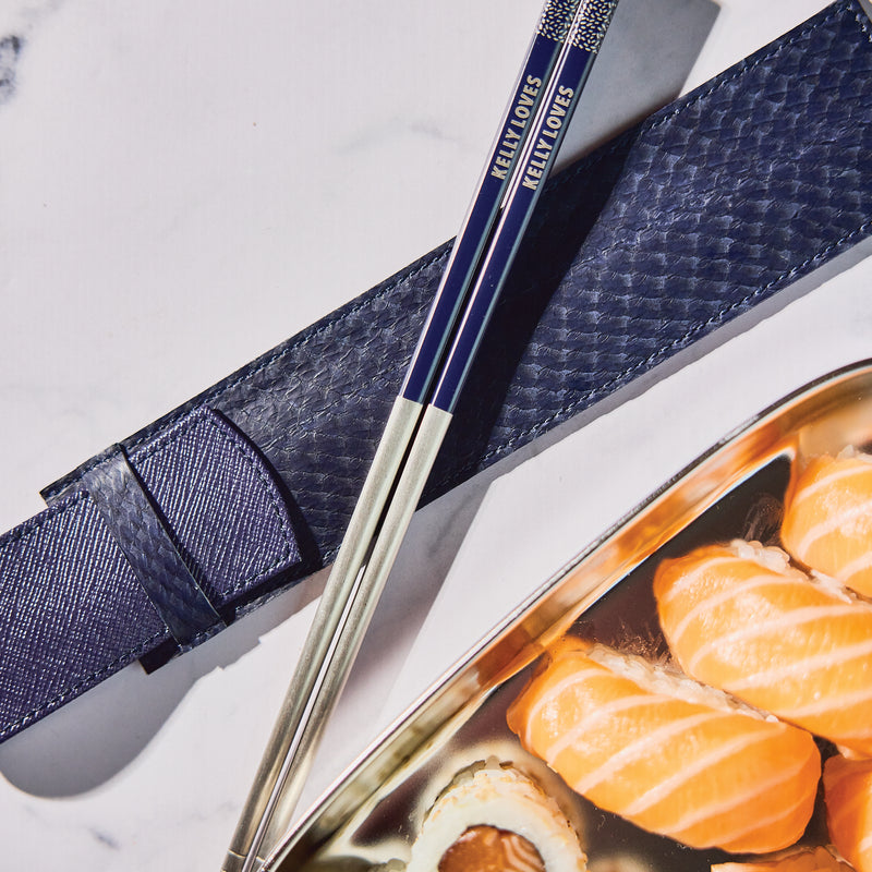 Marine Leather Sleeve & Chopsticks
